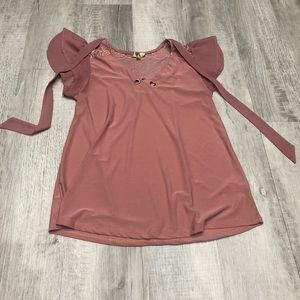 Mauve Lace and Silk Blouse